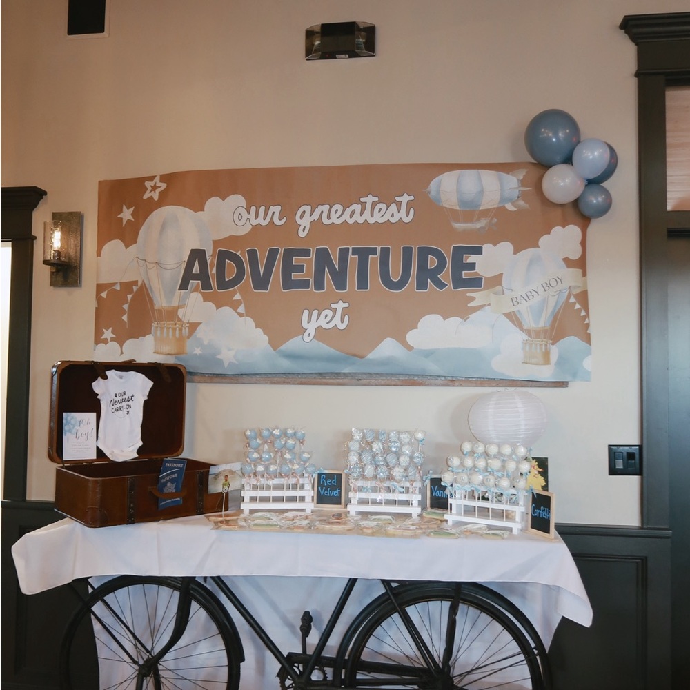 Adventure Theme Baby Shower Painted Butcher Paper Banner 35” x 72”